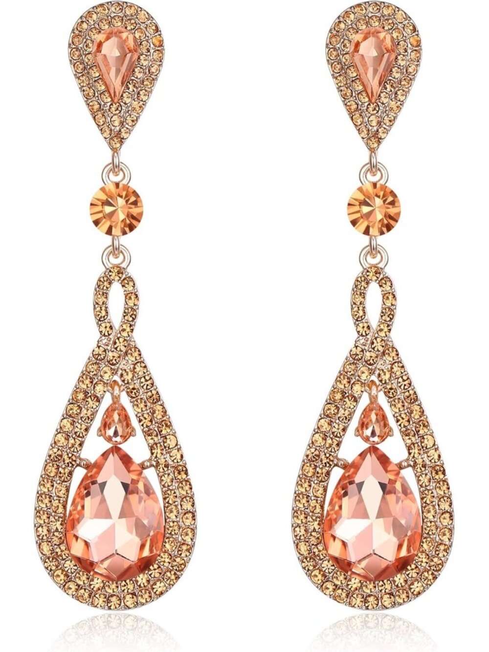 EleQueen Austrian Crystal Long Pear Shape Teardrop Wedding Earrings for Brides